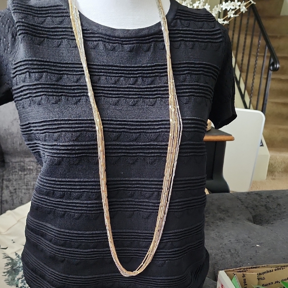 Natasha Couture Extra Long Multichain Necklace Multicolor Previously Loved